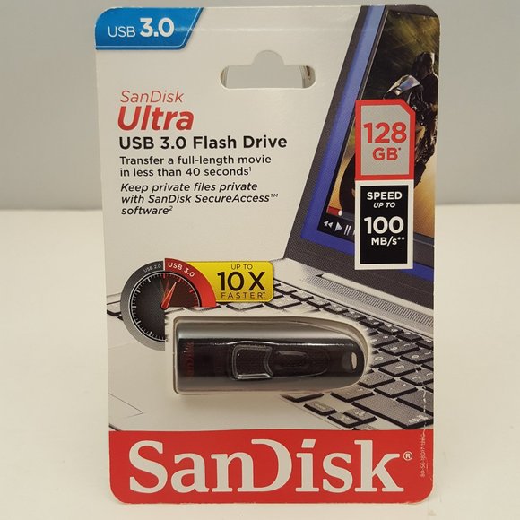 SanDisk 128GB ULTRA USB 3.0 FLASH DRIVE - Picture 1 of 3